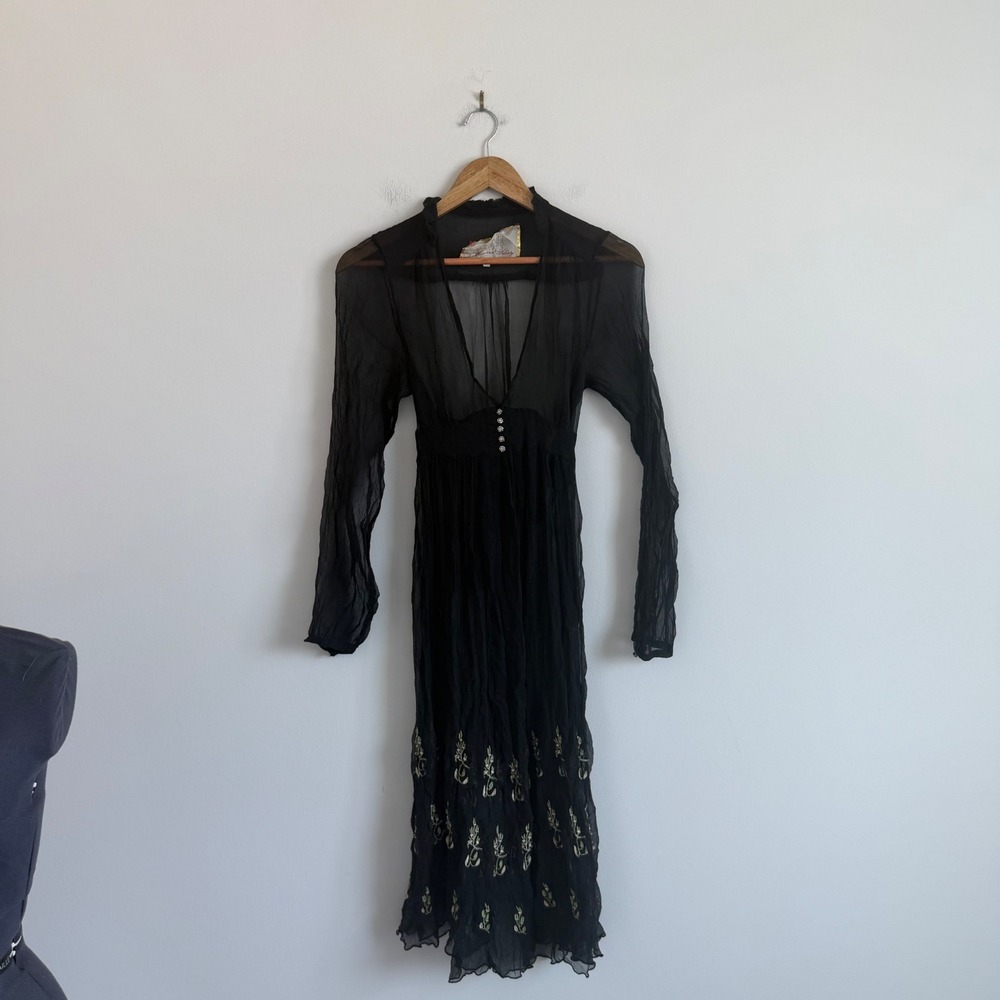 Johnny Was For Love and Liberty 100% Silk Midi Dress Size Medium